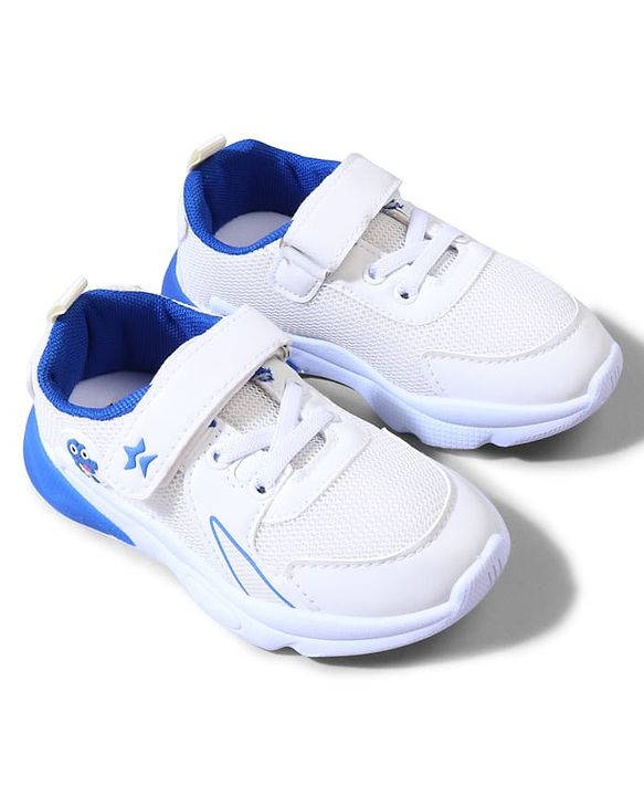 Cute Walk by Babyhug Velcro Closure Sneakers with Dino Applique - Blue