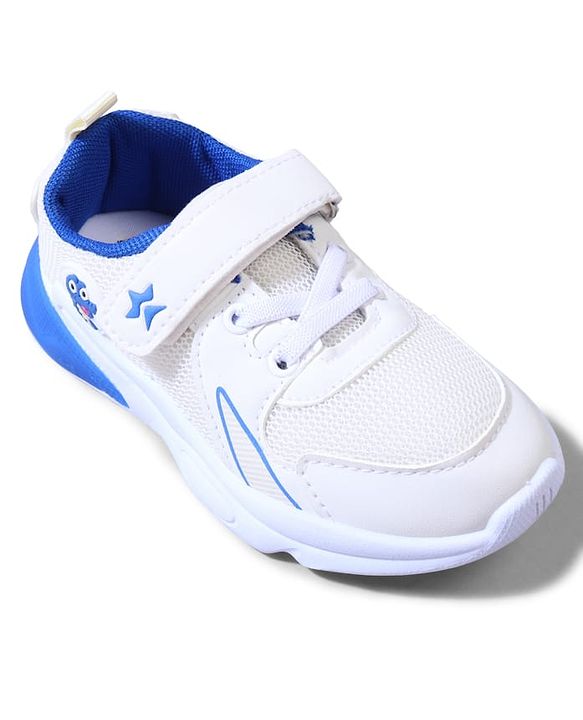 Cute Walk by Babyhug Velcro Closure Sneakers with Dino Applique - Blue