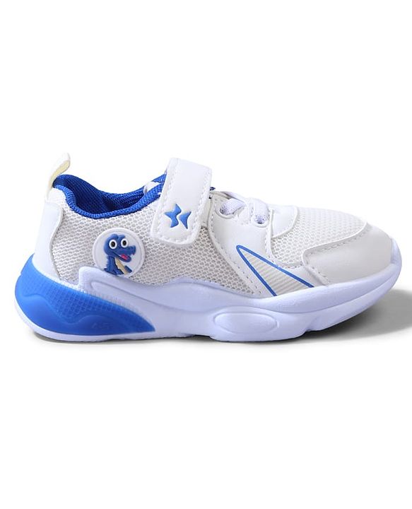 Cute Walk by Babyhug Velcro Closure Sneakers with Dino Applique - Blue