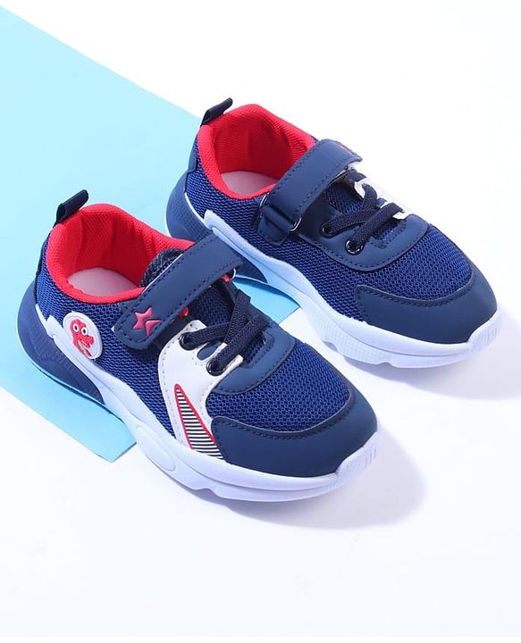 Cute Walk by Babyhug Velcro Closure Sneakers with Dino Applique - Blue