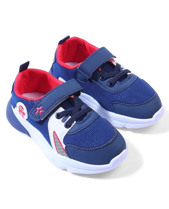 Cute Walk by Babyhug Velcro Closure Sneakers with Dino Applique - Blue