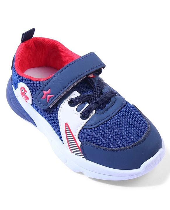 Cute Walk by Babyhug Velcro Closure Sneakers with Dino Applique - Blue