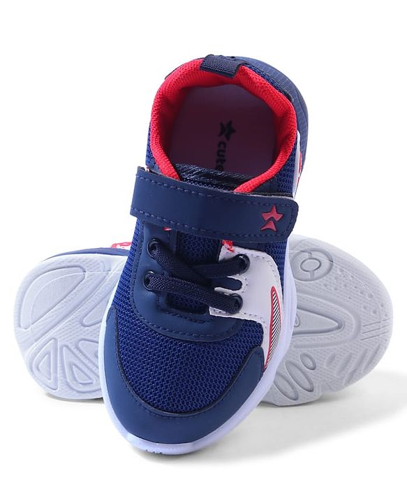 Cute Walk by Babyhug Velcro Closure Sneakers with Dino Applique - Blue