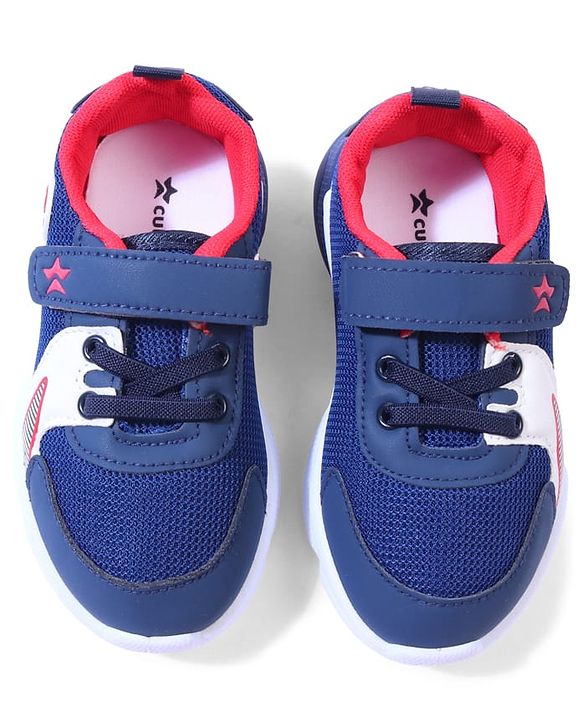 Cute Walk by Babyhug Velcro Closure Sneakers with Dino Applique - Blue