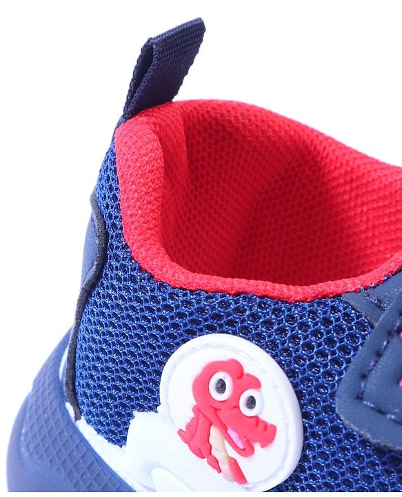Cute Walk by Babyhug Velcro Closure Sneakers with Dino Applique - Blue