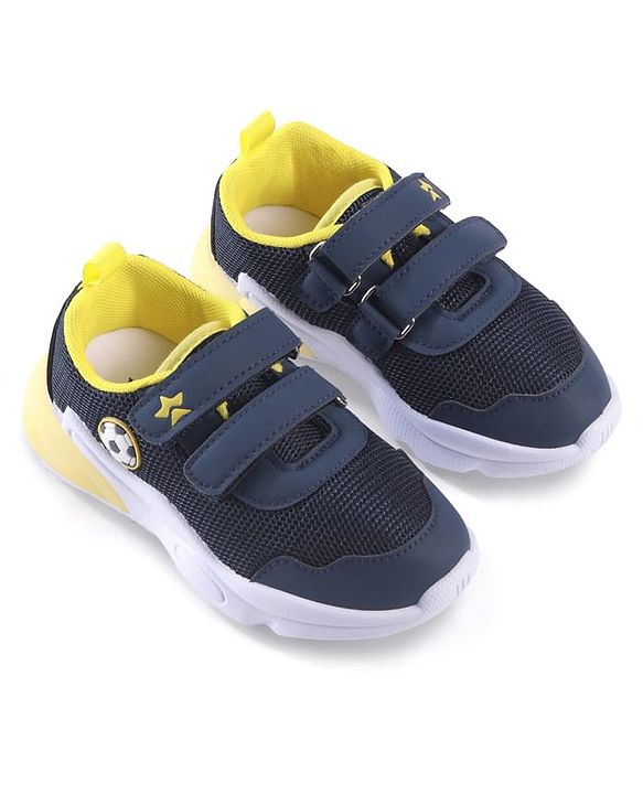 Cute Walk by Babyhug Velcro Closure Sneaker with Ball Applique - Navy Blue
