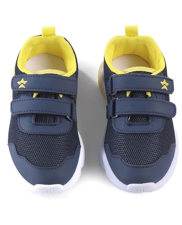 Cute Walk by Babyhug Velcro Closure Sneaker with Ball Applique - Navy Blue