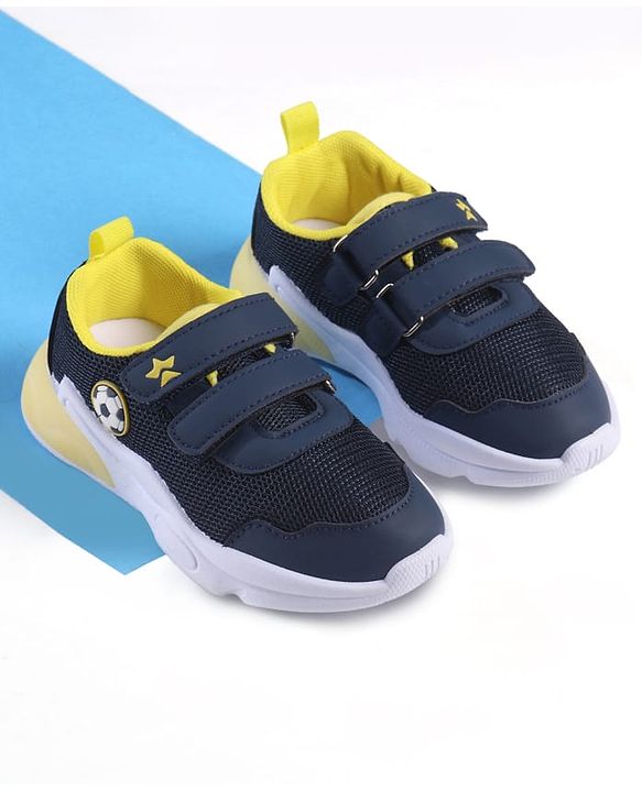 Cute Walk by Babyhug Velcro Closure Sneaker with Ball Applique - Navy Blue