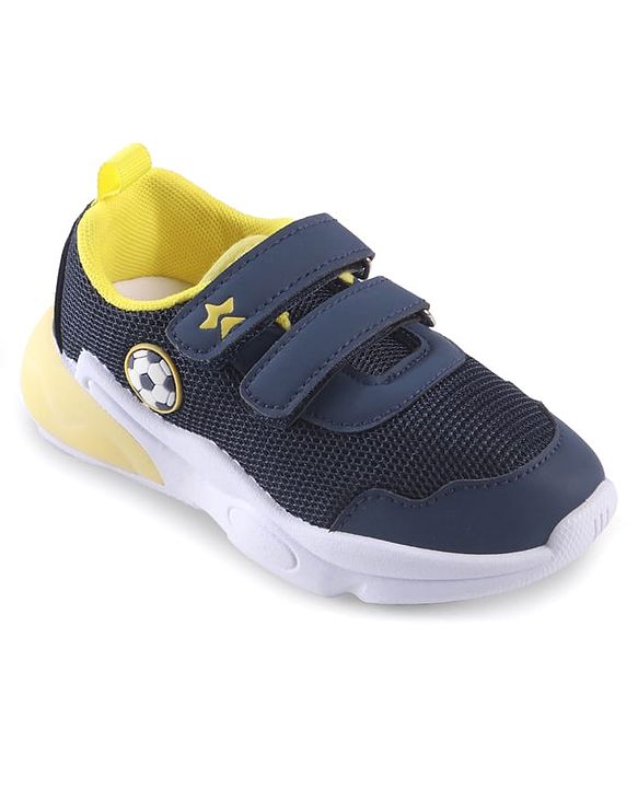 Cute Walk by Babyhug Velcro Closure Sneaker with Ball Applique - Navy Blue