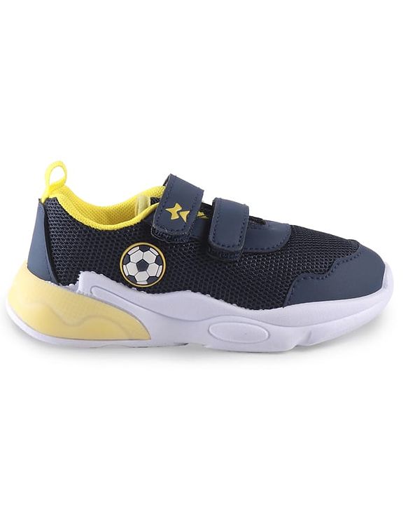 Cute Walk by Babyhug Velcro Closure Sneaker with Ball Applique - Navy Blue