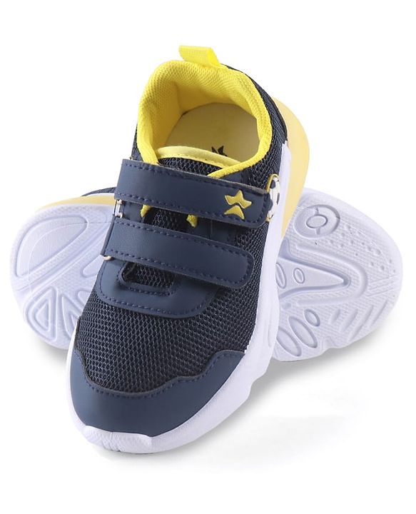 Cute Walk by Babyhug Velcro Closure Sneaker with Ball Applique - Navy Blue