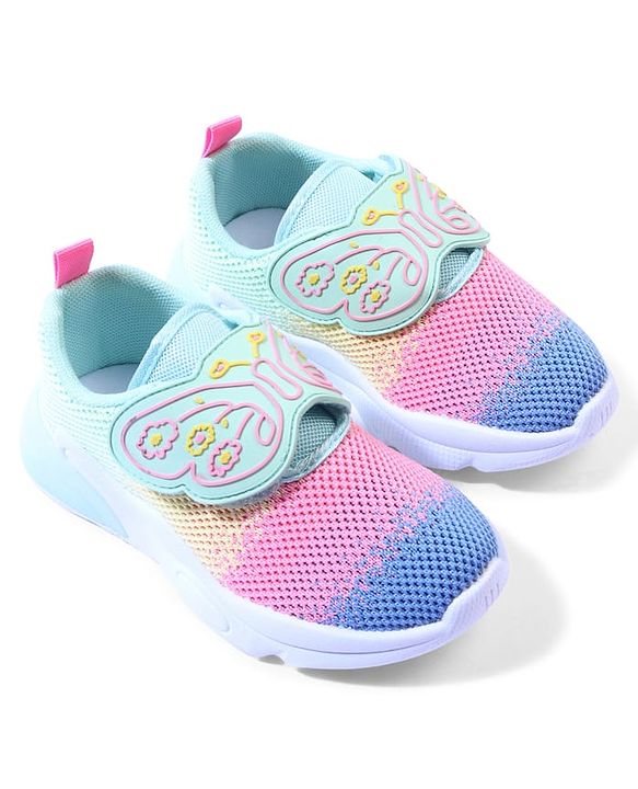 Cute Walk by Babyhug Velcro Closure Sneaker with Butterfly Design - Sea Green