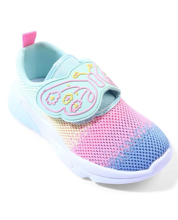 Cute Walk by Babyhug Velcro Closure Sneaker with Butterfly Design - Sea Green
