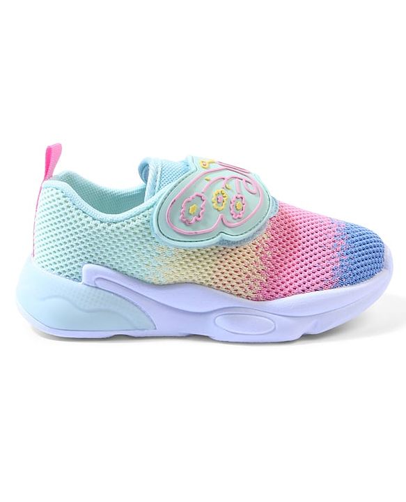 Cute Walk by Babyhug Velcro Closure Sneaker with Butterfly Design - Sea Green
