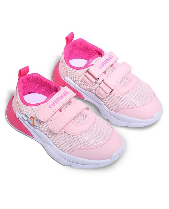 Cute Walk by Babyhug Velcro Closure Sneaker with Unicorn Applique - Pink