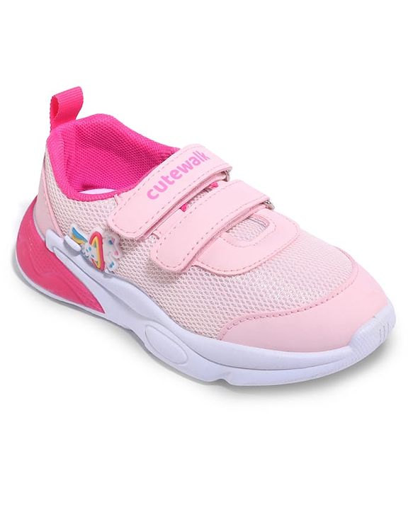 Cute Walk by Babyhug Velcro Closure Sneaker with Unicorn Applique - Pink