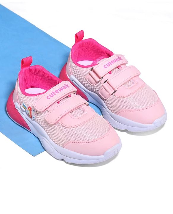 Cute Walk by Babyhug Velcro Closure Sneaker with Unicorn Applique - Pink