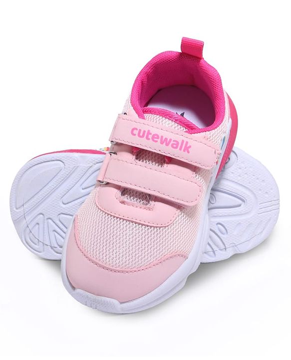 Cute Walk by Babyhug Velcro Closure Sneaker with Unicorn Applique - Pink