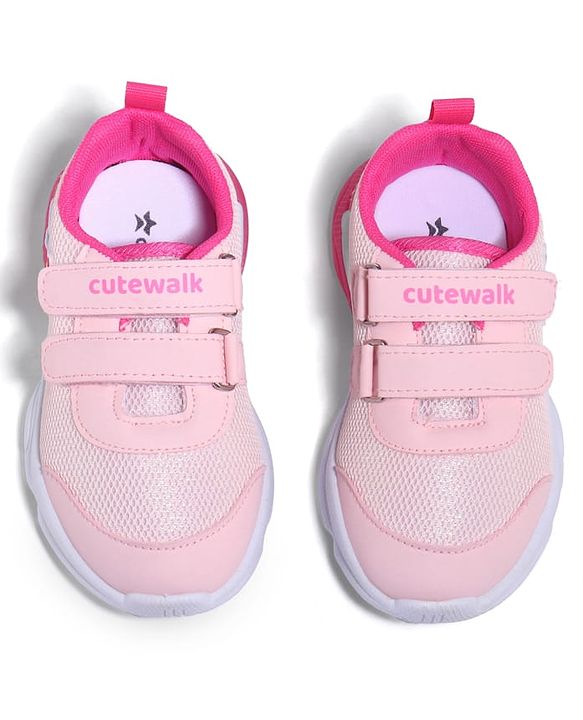 Cute Walk by Babyhug Velcro Closure Sneaker with Unicorn Applique - Pink