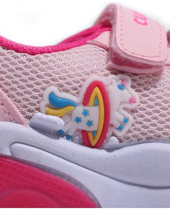 Cute Walk by Babyhug Velcro Closure Sneaker with Unicorn Applique - Pink