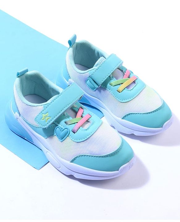 Cute Walk by Babyhug Velcro Closure Sneaker with Heart Applique - Sea Green