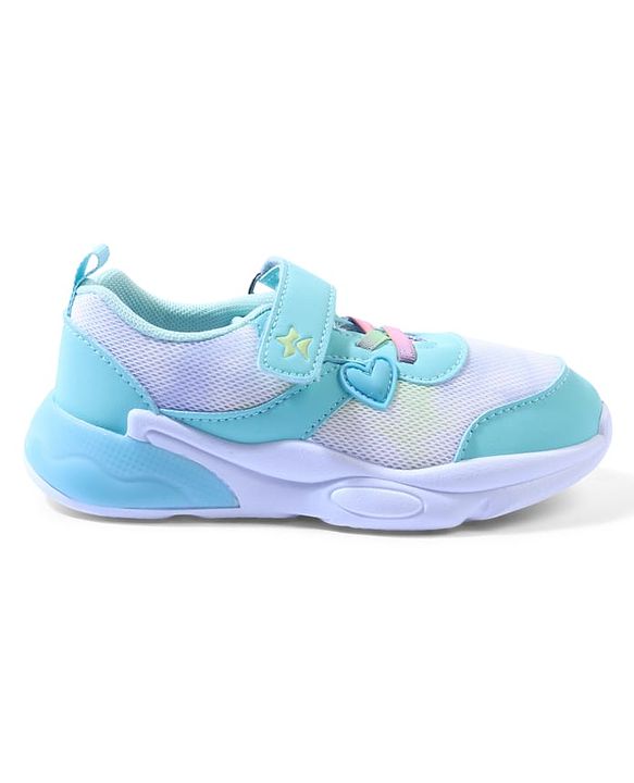 Cute Walk by Babyhug Velcro Closure Sneaker with Heart Applique - Sea Green