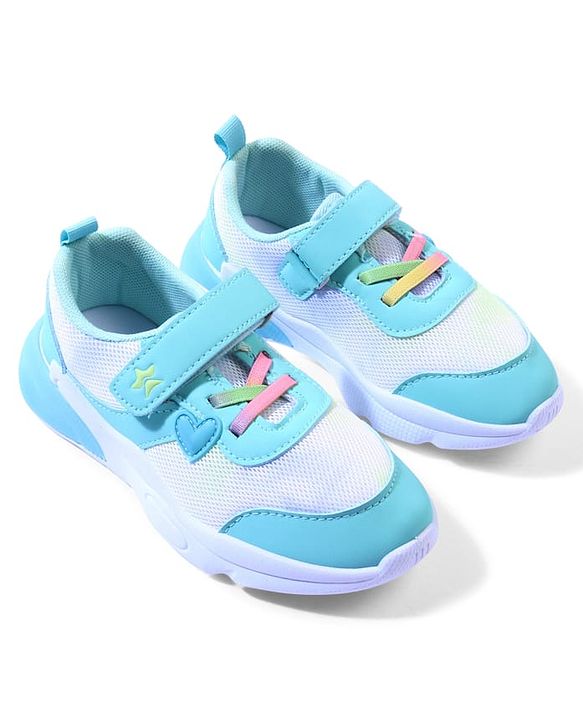 Cute Walk by Babyhug Velcro Closure Sneaker with Heart Applique - Sea Green