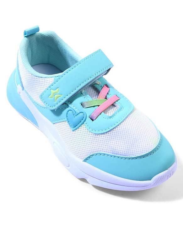 Cute Walk by Babyhug Velcro Closure Sneaker with Heart Applique - Sea Green