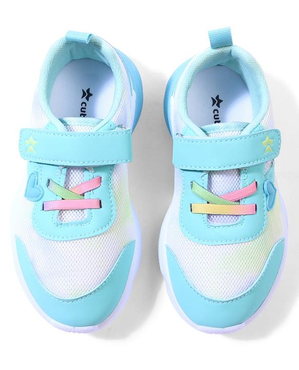 Cute Walk by Babyhug Velcro Closure Sneaker with Heart Applique - Sea Green
