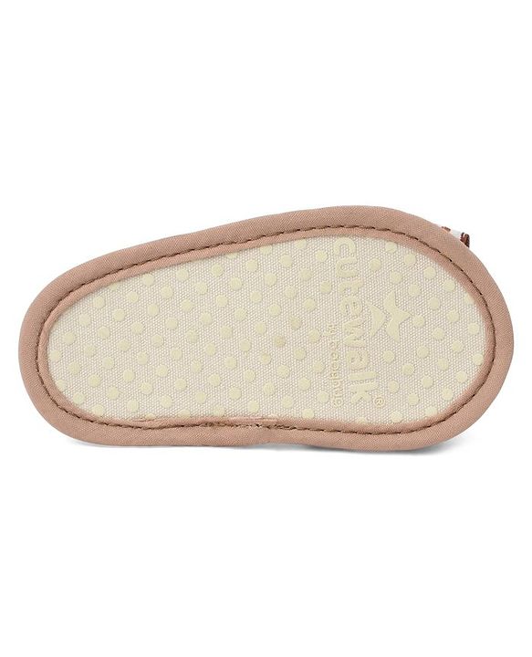 Cute Walk by Babyhug Booties With Bow Applique & Velcro Closure - Brown
