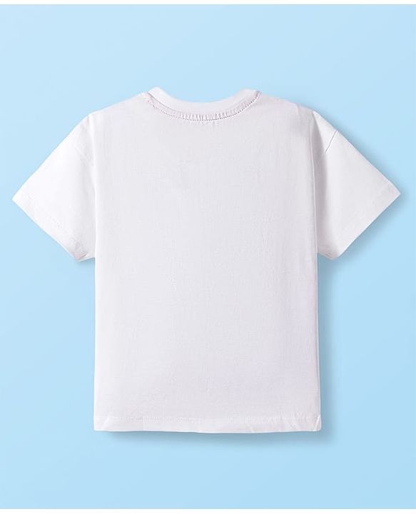 Babyhug Disney Single Jersey Knit Drop Shoulder Half Sleeves Oversized T-Shirt with Mickey & Friends Graphic - White