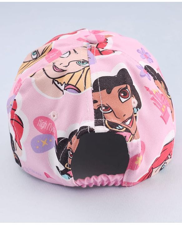 Babyhug Disney Cotton Woven Summer Cap With Disney Princess Print Pink - Diameter 15 cm