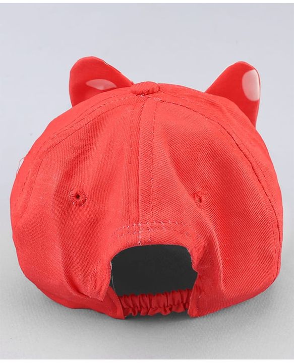Babyhug Disney Cotton Woven Cap With Mickey Mouse Graphics Red - Diameter 13 cm