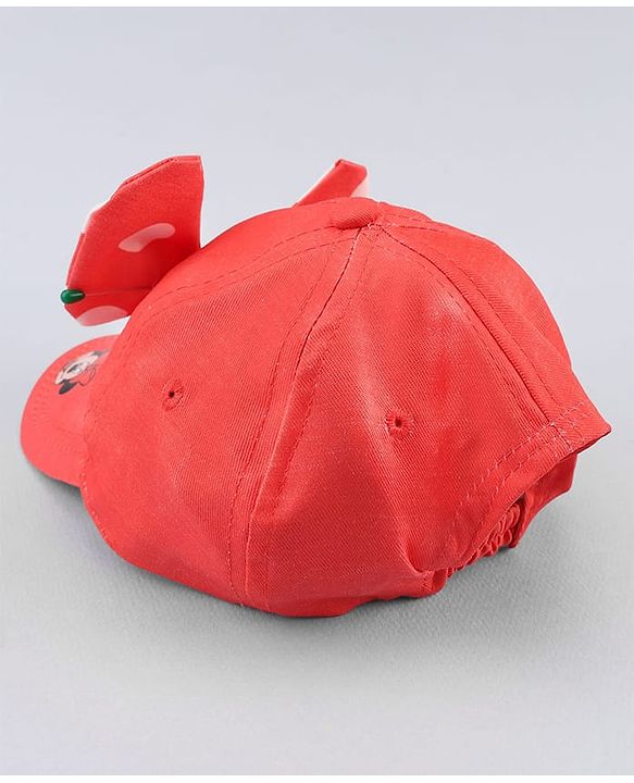 Babyhug Disney Cotton Woven Cap With Mickey Mouse Graphics Red - Diameter 13 cm