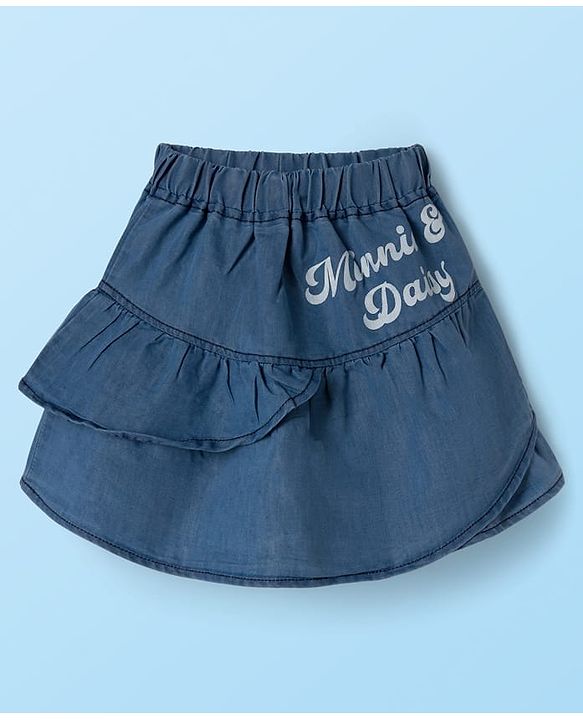 Babyhug Disney Single Jersey Knit Half Sleeves T-Shirt & Skirt Set with Minnie & Friends Graphic - Navy Blue & White
