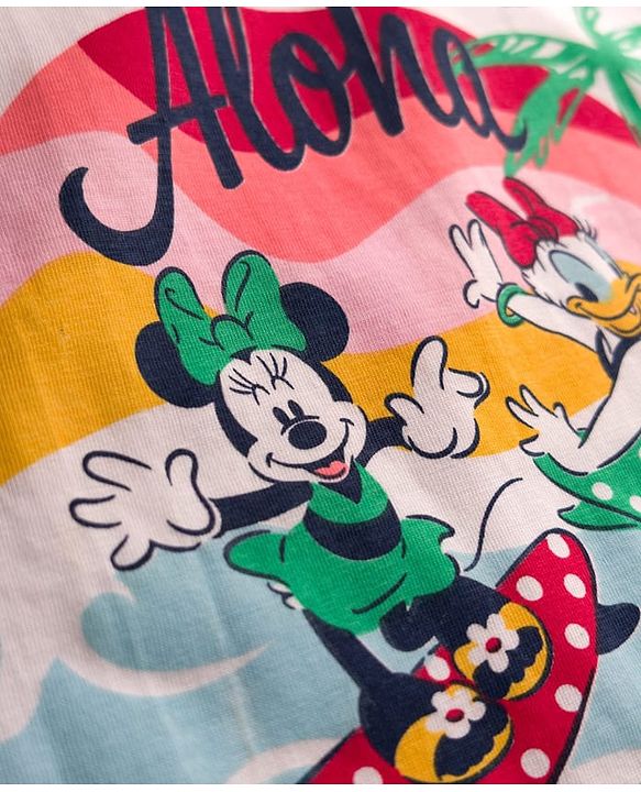 Babyhug Disney Single Jersey Knit Half Sleeves T-Shirt & Skirt Set with Minnie & Friends Graphic - Navy Blue & White