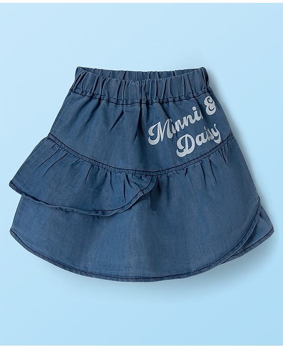 Babyhug Disney Single Jersey Knit Half Sleeves T-Shirt & Skirt Set with Minnie & Friends Graphic - Navy Blue & White