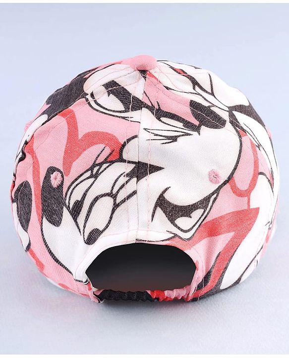 Babyhug Disney Cotton Woven Summer Cap with Minnie Mouse Graphic Pink - Diameter 16 cm