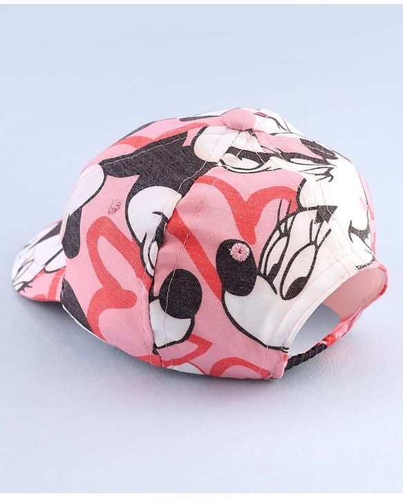 Babyhug Disney Cotton Woven Summer Cap with Minnie Mouse Graphic Pink - Diameter 16 cm
