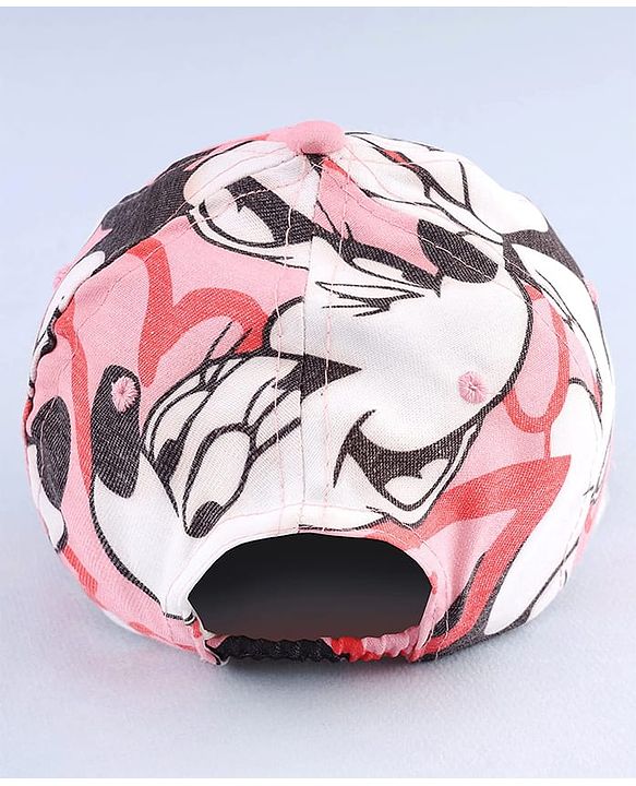 Babyhug Disney Cotton Woven Summer Cap with Minnie Mouse Graphic Pink - Diameter 17 cm