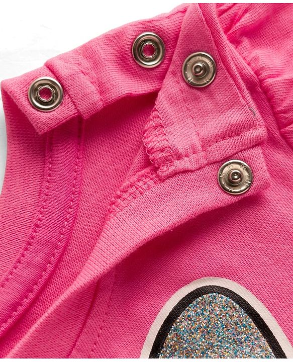 Babyhug Disney Single Jersey Knit Half Sleeves Top & Denim Skirt with Minnie Mouse Graphic - Pink & Blue