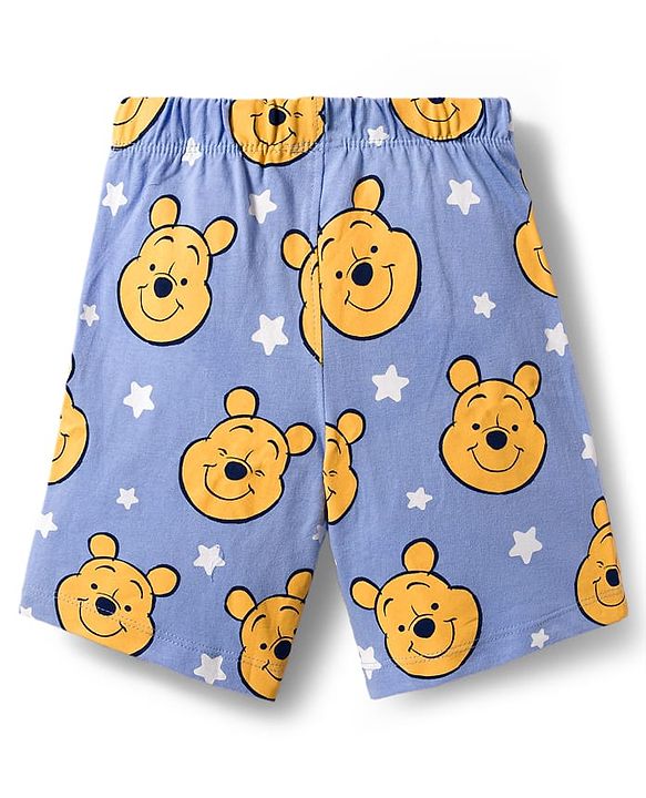 Babyhug Disney Single Jersey Knit Half Sleeves Shorts Night Suit With Winnie & Friends Graphics - Light Blue