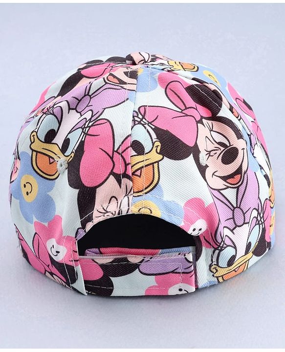 Babyhug Disney Cotton Woven Summer Cap With Minnie Mouse Print Blue - Diameter 16.5 cm