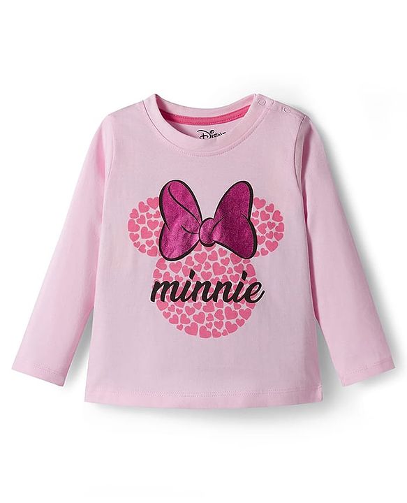 Babyhug Disney single Jersey Knit Full Sleeves Night Suit With Minnie Mouse Graphics - Pink