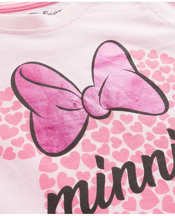 Babyhug Disney single Jersey Knit Full Sleeves Night Suit With Minnie Mouse Graphics - Pink