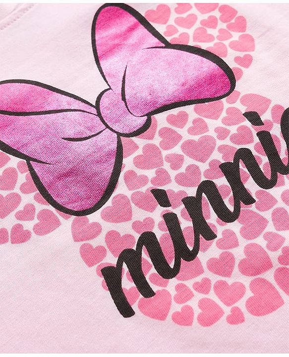 Babyhug Disney single Jersey Knit Full Sleeves Night Suit With Minnie Mouse Graphics - Pink