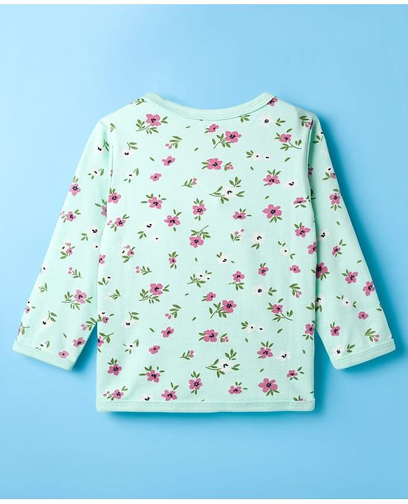 Babyhug 100% Cotton Knit Full Sleeves Front Open Jhablas with Duck & Floral Print Pack of 3 - White Pink & Sea Green