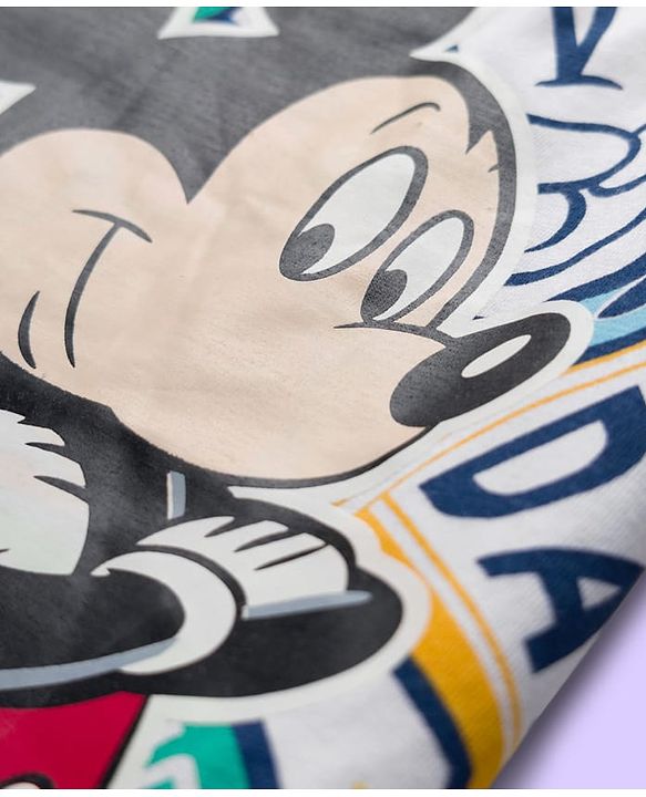 Babyhug Disney Single Jersey Knit Half Sleeves T-Shirt with Mickey Mouse Print - Multicolor