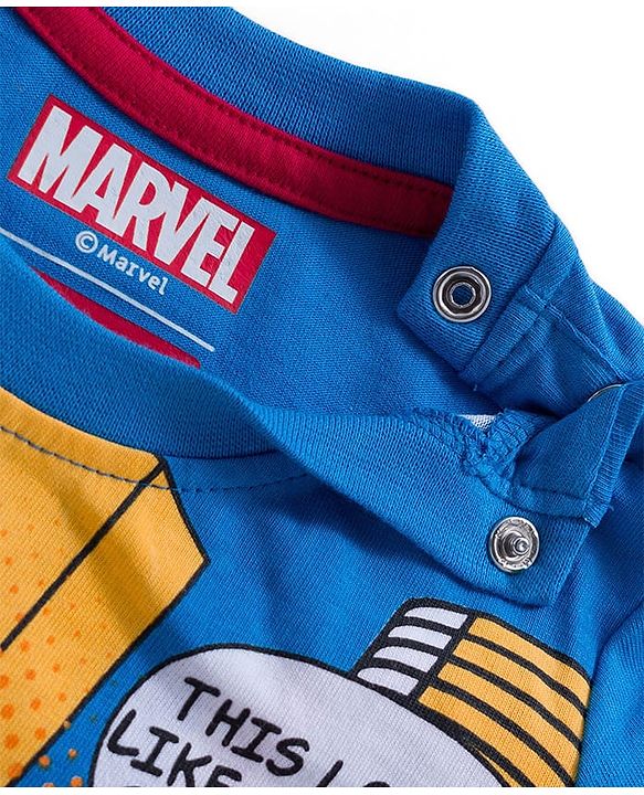 Babyhug Marvel Single Jersey Knit Half Sleeves T-Shirt With Spider-Man Graphics - Blue