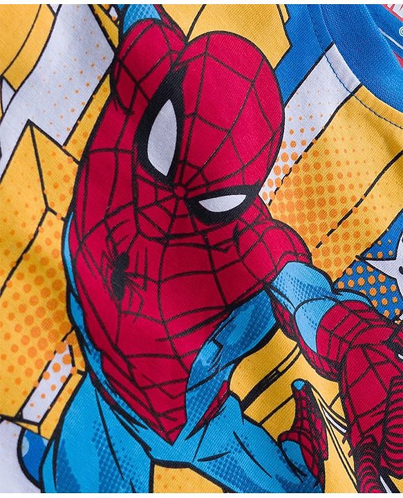 Babyhug Marvel Single Jersey Knit Half Sleeves T-Shirt With Spider-Man Graphics - Blue